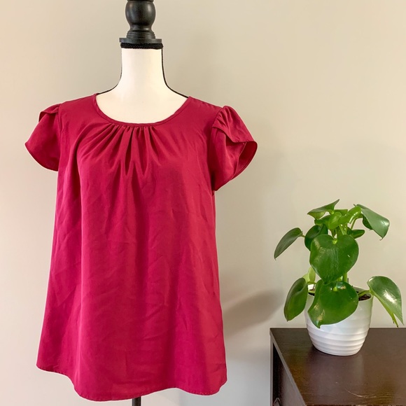 Tickled teal Tops - Tickled Teal shirt with ruffle sleeves large EUC